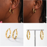 1 par de pendientes de aro de acero inoxidable de color sólido de estilo simple