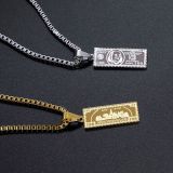 Venta al por mayor joyería de acero Titanium colgante del billete de banco bañado en oro de la moda
