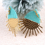 1 par de pendientes colgantes con cuentas de acero inoxidable con diseño de sol bohemio