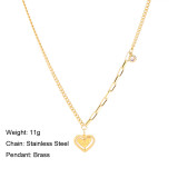 Collar con colgante chapado en oro de 24 quilates de acero inoxidable con forma de corazón de estilo simple