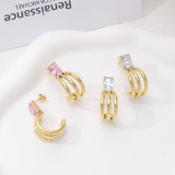 Pendientes de gota de acero de titanio geométricos retro con incrustaciones de circón pendientes de acero inoxidable 1 par