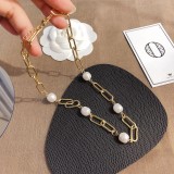 Collar de perlas de acero titanio geométrico de estilo moderno