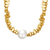 Collar cuadrado de acero de titanio a la moda Collares de acero inoxidable con perlas moldeadas