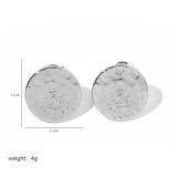 1 par de pendientes clásicos lujosos chapados en Color sólido de acero inoxidable chapados en oro de 18K