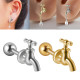 1 pieza, novedad, estilo Simple, grifo, chapado, pendientes de acero inoxidable