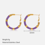 Pendientes de aro chapados en oro de acero inoxidable con forma de C a la moda, 1 par