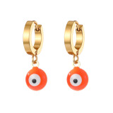 1 par de pendientes colgantes de acero inoxidable con esmalte de ojos de estilo sencillo y dulce