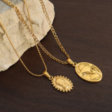 Collar chapado en oro de 18 quilates con revestimiento de acero de titanio geométrico de estilo vintage