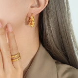 Pendientes torcidos de estilo simple con revestimiento de acero y titanio, 1 par
