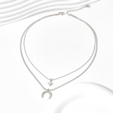 Fashion Moon Chapado en acero inoxidable Collares en capas 1 pieza
