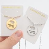 MAMA Estilo Simple Letra Oso Acero Inoxidable Titanio Acero Irregular Chapado Ahuecado Collar con Colgante