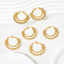 Pendientes de diamantes de imitación de perlas artificiales chapados en acero inoxidable geométricos de estilo vintage 1 par
