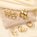 1 par de pendientes chapados en oro de acero inoxidable con revestimiento redondo triangular exagerado