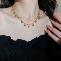 Collar chapado en oro de 18 quilates con revestimiento de acero de titanio geométrico de estilo simple