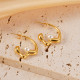 1 par de pendientes chapados en forma de C de estilo Simple de vacaciones con incrustaciones de acero inoxidable con perlas artificiales chapadas en oro