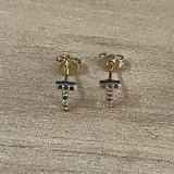 Pendientes chapados en oro de 14K con incrustaciones de cobre y circonita, elegantes y lujosos, estilo clásico, con letras asimétricas, 1 par