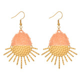 1 par de pendientes colgantes con cuentas de acero inoxidable con diseño de sol bohemio