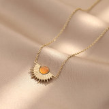 1 pieza de collar con colgante de turquesa con incrustaciones chapado en acero inoxidable y sol de moda