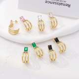 Pendientes de gota de acero de titanio geométricos retro con incrustaciones de circón pendientes de acero inoxidable 1 par