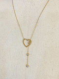 Elegante collar con colgante de circonio con incrustaciones de acero inoxidable chapado en forma de corazón 1 pieza