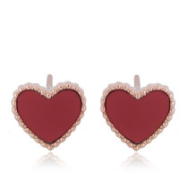 Pendientes en forma de corazón de acero titanio de moda coreana