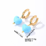 1 par de pendientes colgantes chapados en oro de acero inoxidable con forma de corazón redondo de estilo sencillo y dulce informal