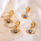 1 par de pendientes colgantes chapados en oro y acero de titanio, elegantes y lujosos, con diseño de ojo de Reina