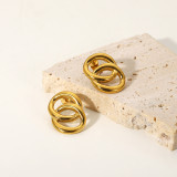 Pendientes cortos simples de cadena hueca circular de acero inoxidable chapados en oro de 18 quilates al por mayor