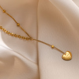 Venta al por mayor, collar con colgante chapado en oro de 18 quilates de acero titanio con forma de corazón de la mano artística de Fátima, 1 pieza