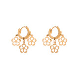 Pendientes colgantes con incrustaciones de diamantes de imitación chapados en acero y titanio con forma de corazón a la moda, 1 par