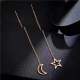 Pendientes largos de moda coreana Pendientes simples de acero de titanio con forma de estrella y luna