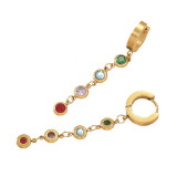 1 par de pendientes colgantes con incrustaciones de acero de titanio redondos de estilo simple