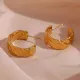 1 par de aretes chapados en oro de 18 quilates con forma de C de estilo simple