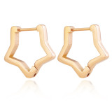 1 par de pendientes chapados en oro de 18 quilates de acero inoxidable con forma de corazón y estrella geométrica para mujer