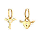 1 par de pendientes colgantes chapados en oro de 18 quilates de acero inoxidable chapado en Color sólido con forma de corazón de estilo Simple elegante