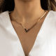 Collar De Esmalte De Acero De Titanio Con Letras De Moda, 1 Pieza