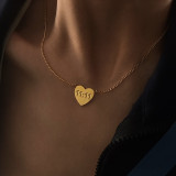 Venta al por mayor Collar colgante chapado en oro de titanio de acero de 18 quilates con forma de corazón retro