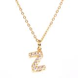 Nueva moda 26 collar con colgante del alfabeto inglés cadena de clavícula de diamantes al por mayor