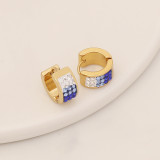 Pendientes de aro redondos de acero inoxidable con incrustaciones de diamantes artificiales, 1 par