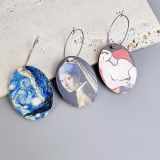 1 par de pendientes colgantes de madera de acero inoxidable geométricos retro