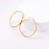 Pendientes redondos chapados en acero inoxidable a la moda, 1 par