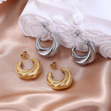 Pendientes tipo C con revestimiento de acero de titanio, estilo simple, 1 par