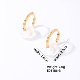 1 par de pendientes chapados en oro de acero inoxidable redondos de estilo sencillo y dulce