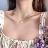 Collares acodados de perlas de agua dulce chapados en oro de acero titanio redondo elegante al por mayor 18K