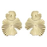 1 par de pendientes retro chapados en acero inoxidable con hoja de loto
