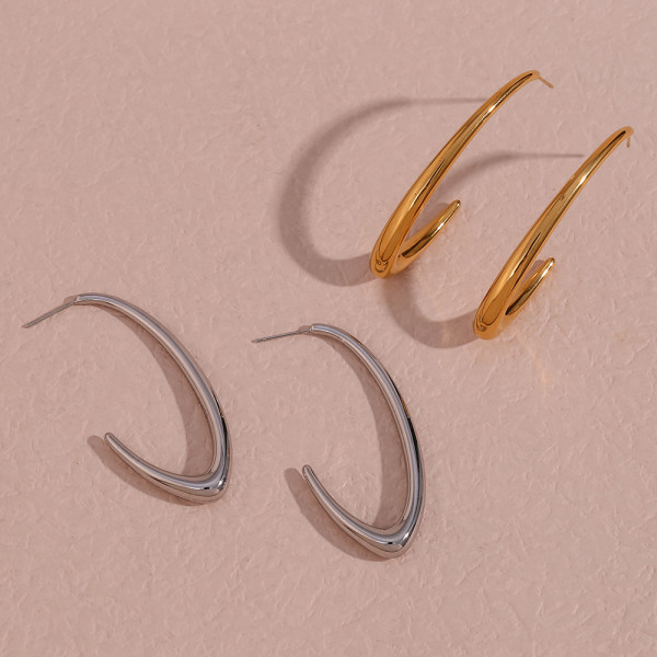 Pendientes para mujer chapados en oro de 18 quilates con revestimiento de acero inoxidable de color sólido de estilo simple