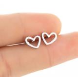 Pendientes de acero inoxidable con forma de corazón geométrico de estilo Simple para mujer, sin incrustaciones, pendientes de acero inoxidable chapados