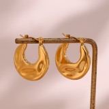 1 par de pendientes chapados en oro de 18 quilates con revestimiento de acero inoxidable en forma de U de estilo simple estilo vintage