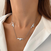 Collar con colgante de acero inoxidable con diseño de pájaro en forma de corazón, estilo simple, 1 pieza