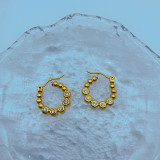 1 par de pendientes de aro de perlas artificiales con incrustaciones de acero inoxidable con forma de corazón Retro